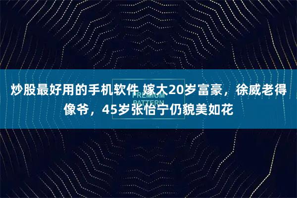 炒股最好用的手机软件 嫁大20岁富豪，徐威老得像爷，45岁张怡宁仍貌美如花
